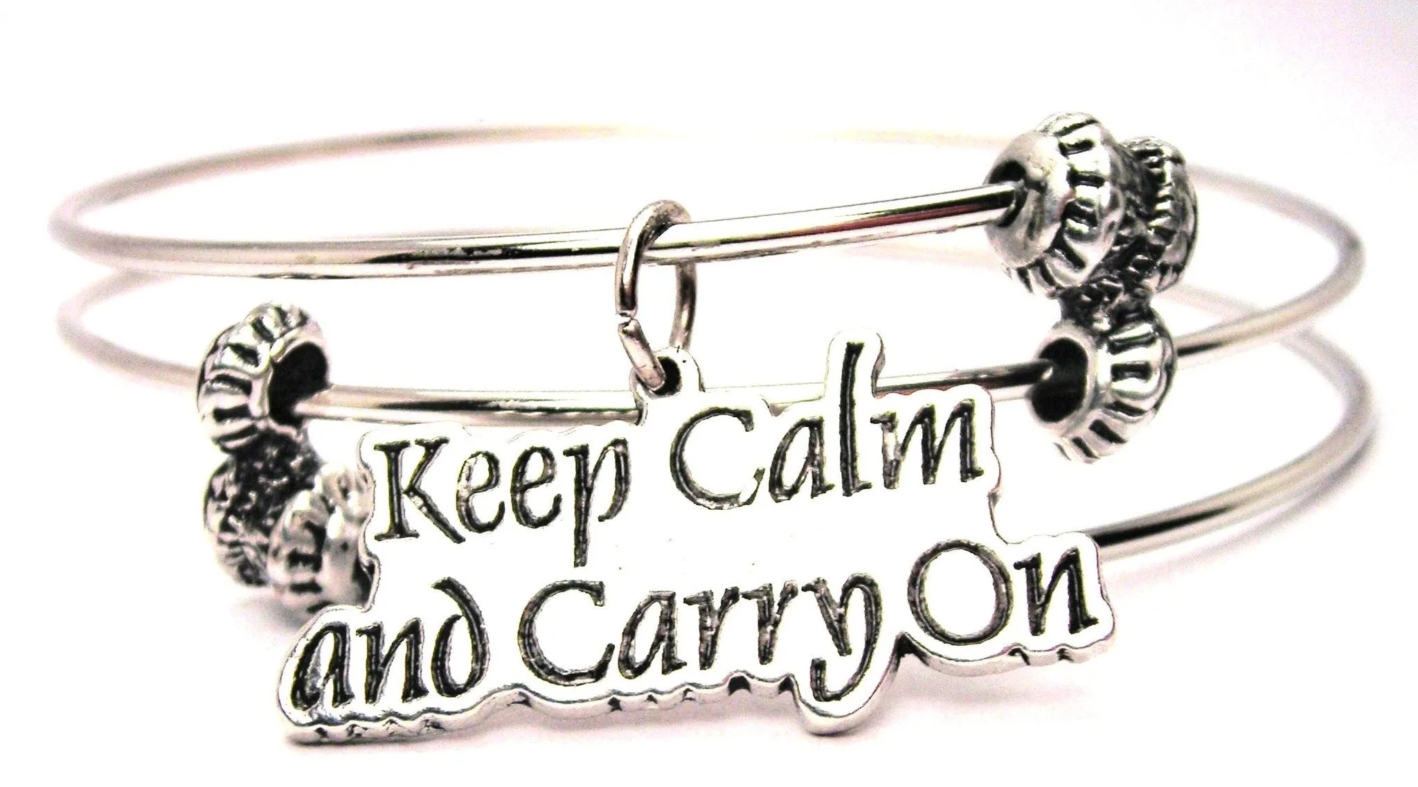 Keep Calm And Carry On Triple Style Expandable Bangle Bracelet