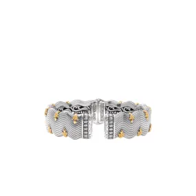 Konstantino Kyma Collection Sterling and Gold Golden Sunbeam Wide Cuff Bracelet