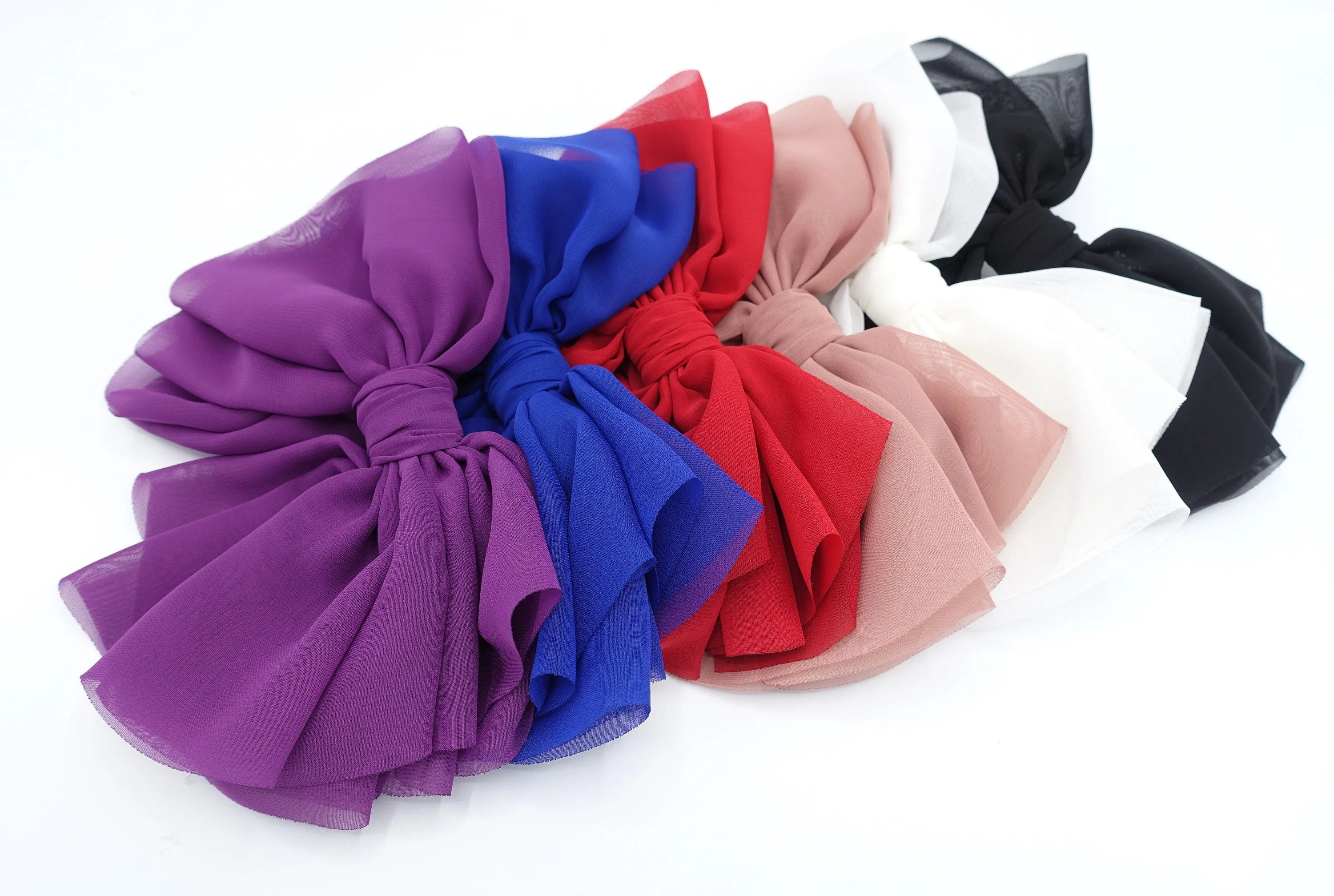 large chiffon hair bow multi-layered hair bow for women