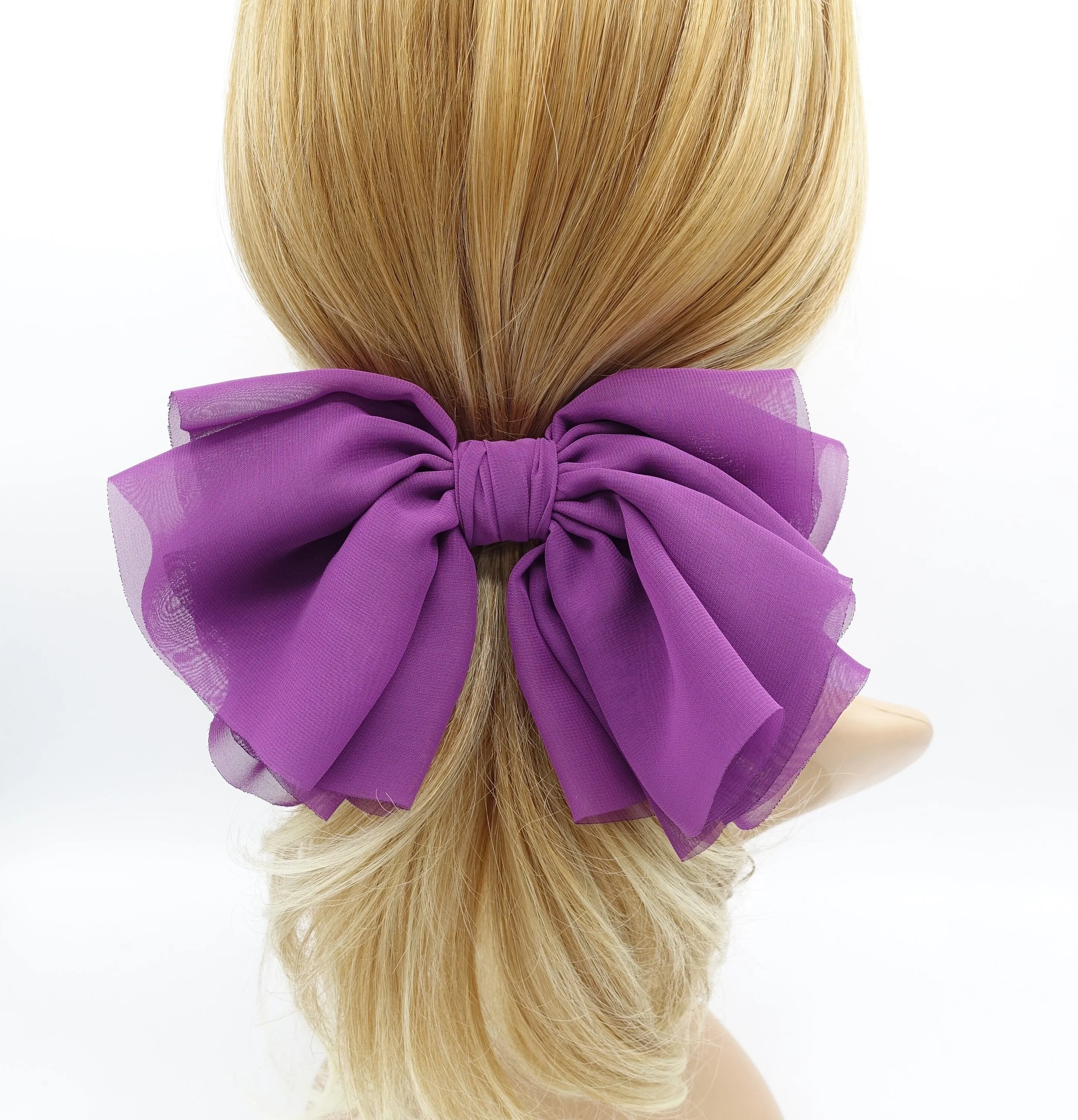 large chiffon hair bow multi-layered hair bow for women