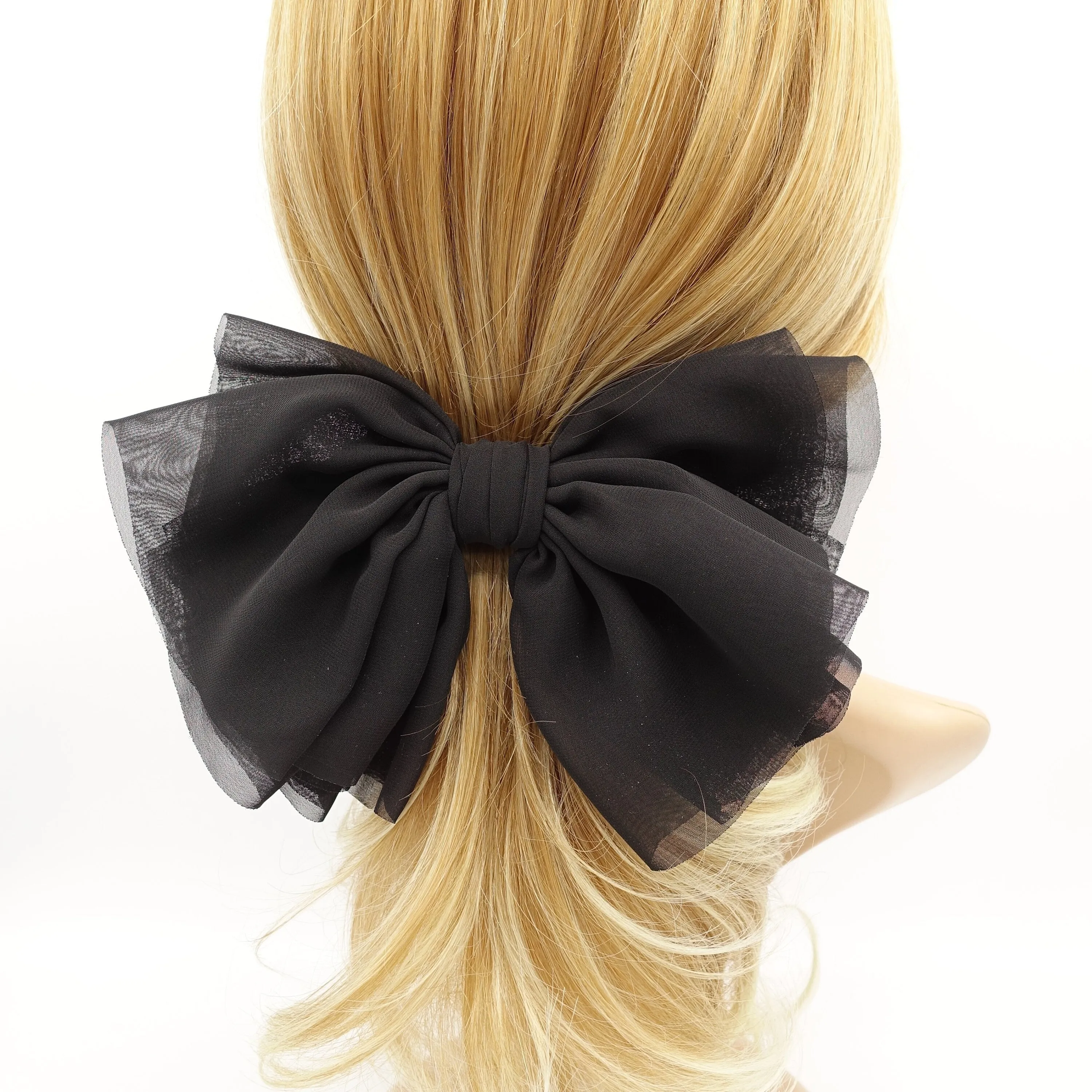 large chiffon hair bow multi-layered hair bow for women