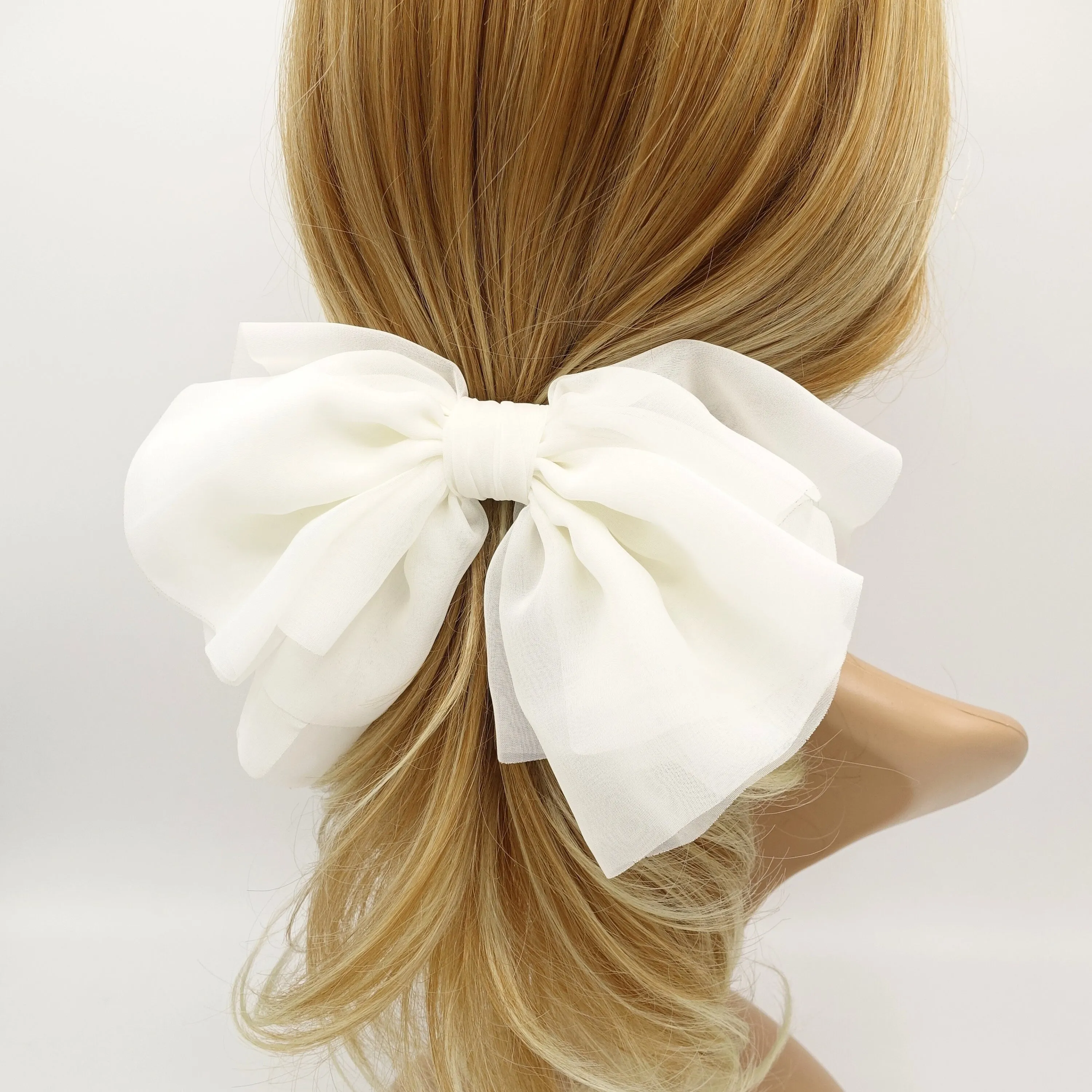 large chiffon hair bow multi-layered hair bow for women
