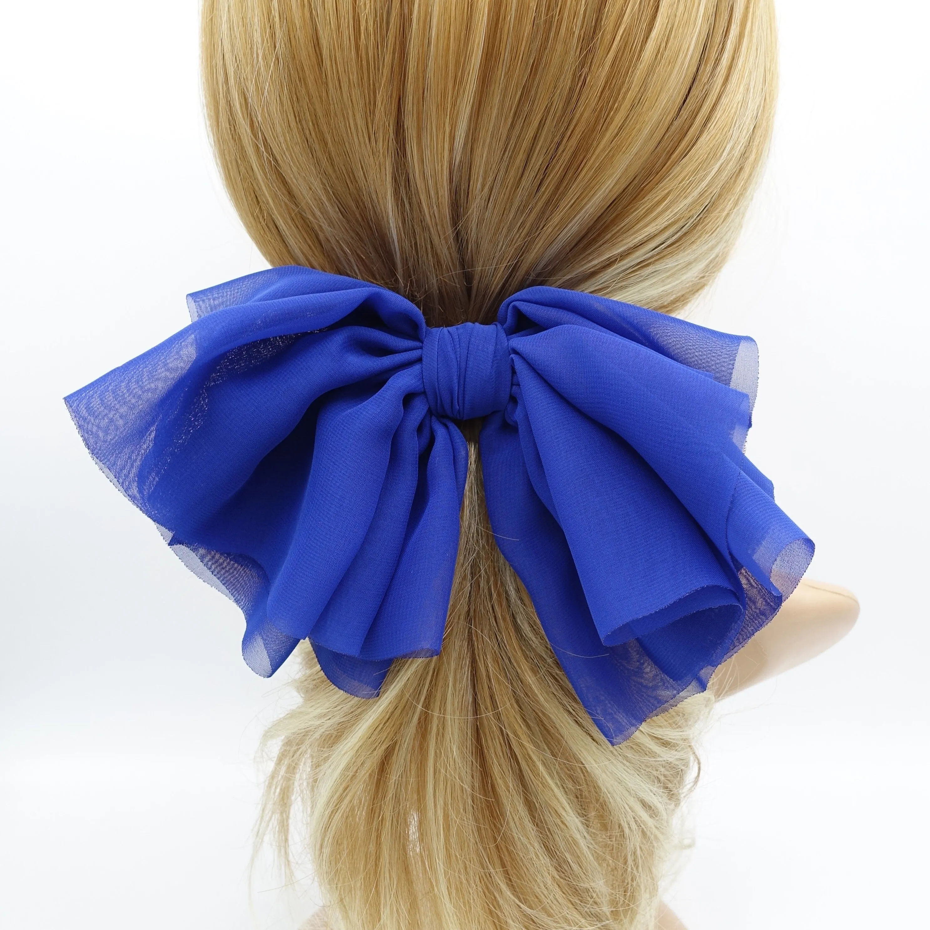 large chiffon hair bow multi-layered hair bow for women