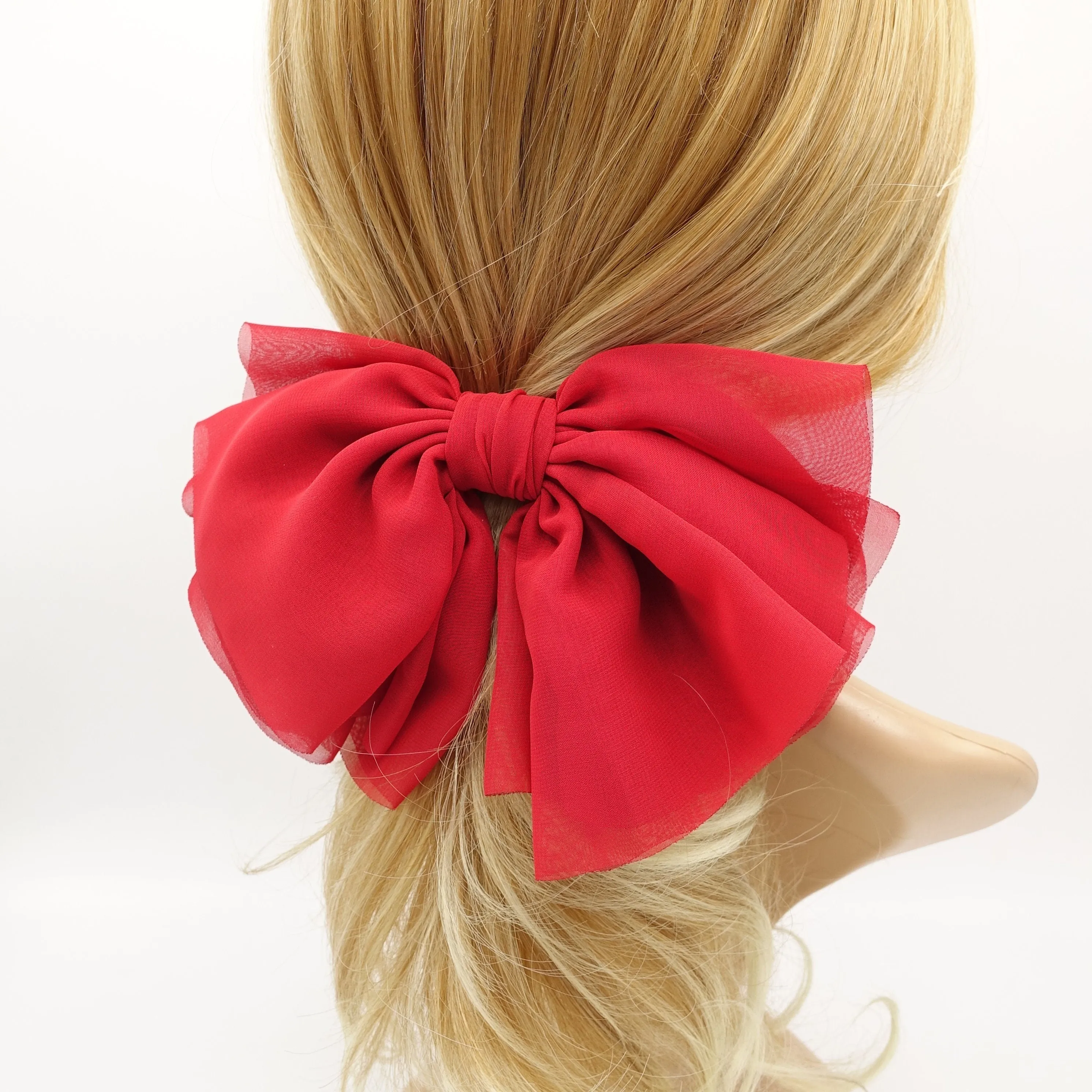 large chiffon hair bow multi-layered hair bow for women