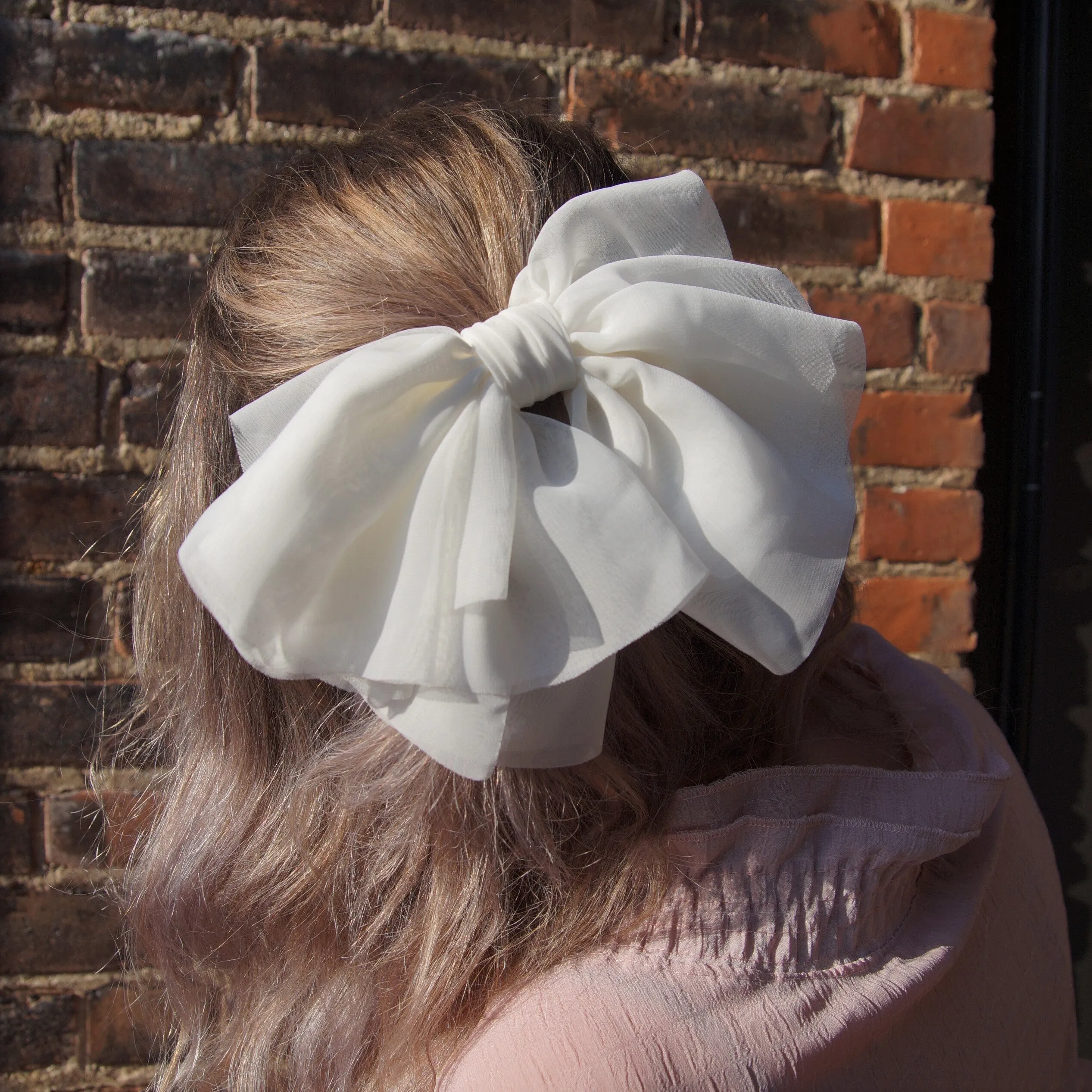 large chiffon hair bow multi-layered hair bow for women
