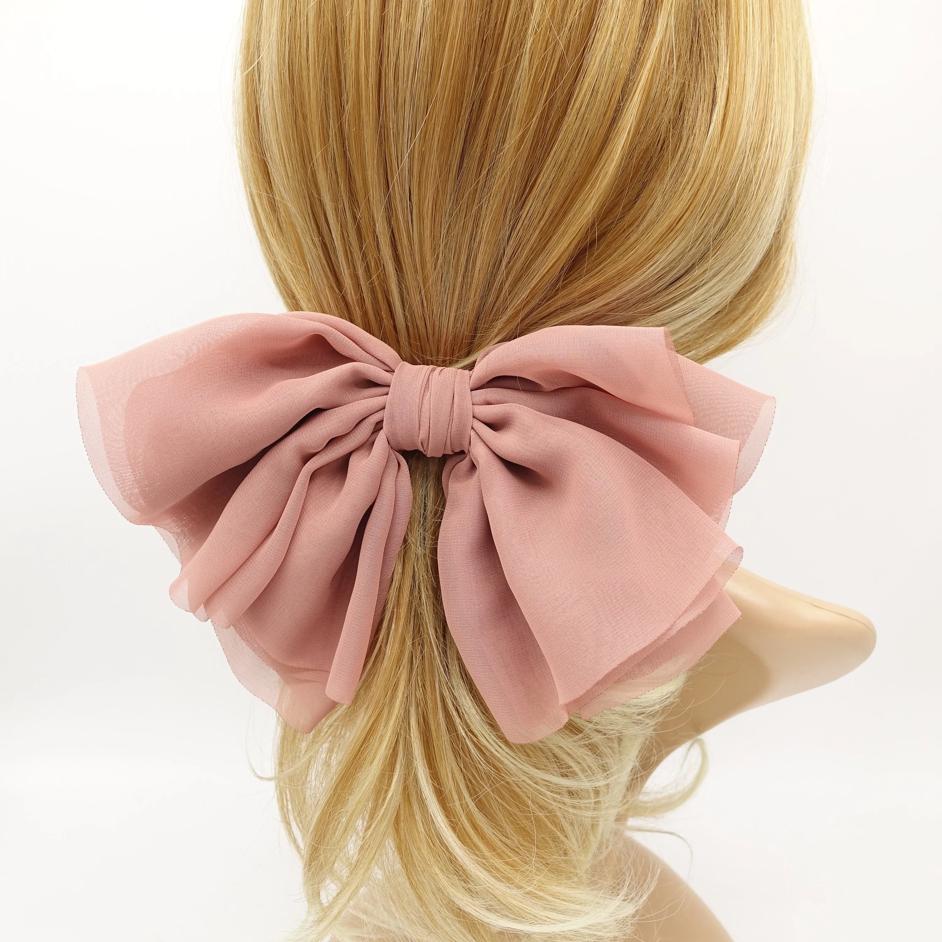 large chiffon hair bow multi-layered hair bow for women