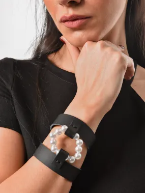 Leather and Pearl Bracelet