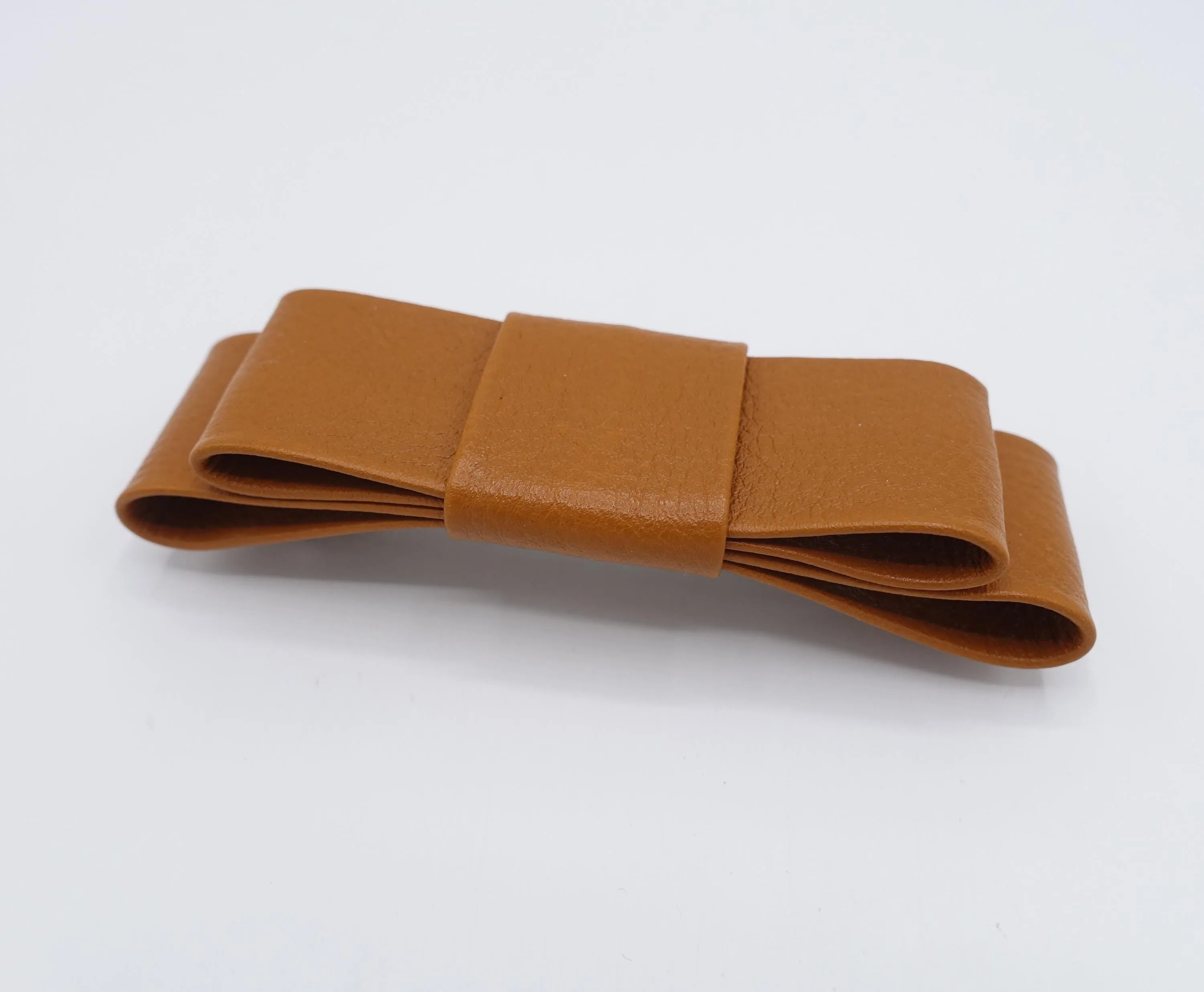 leather hair bow, genuine leather bow, flat hair bow for women