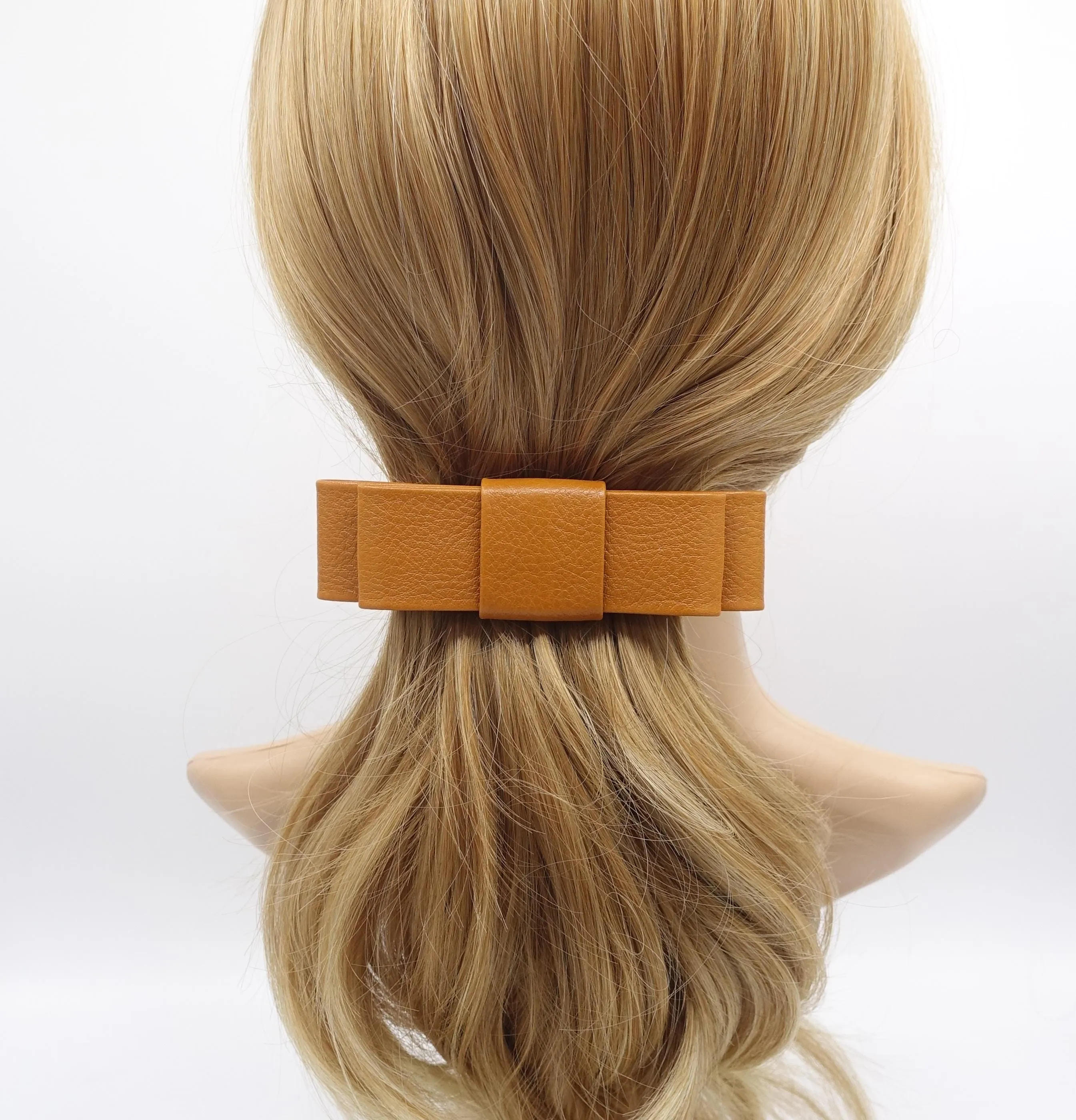 leather hair bow, genuine leather bow, flat hair bow for women