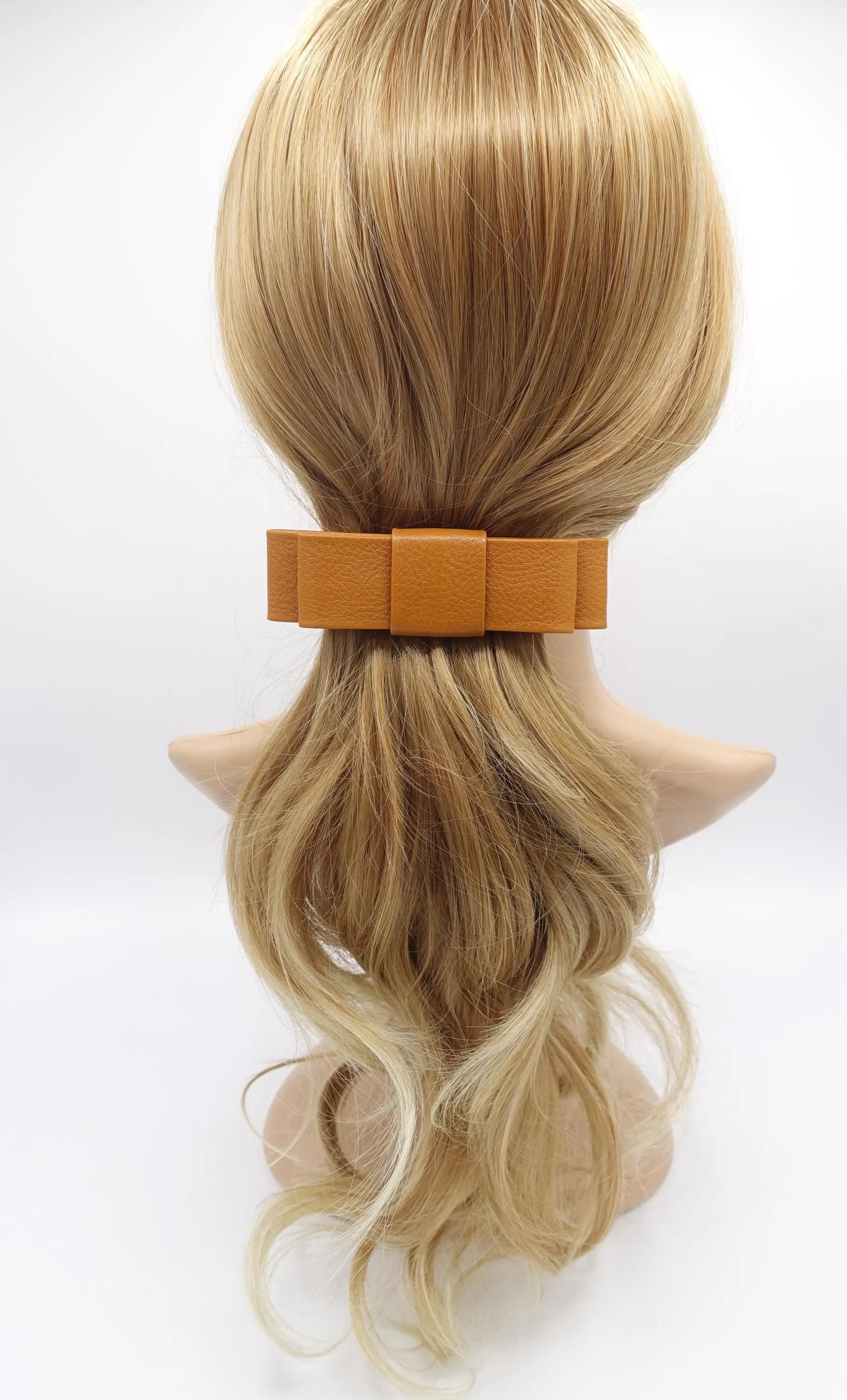 leather hair bow, genuine leather bow, flat hair bow for women
