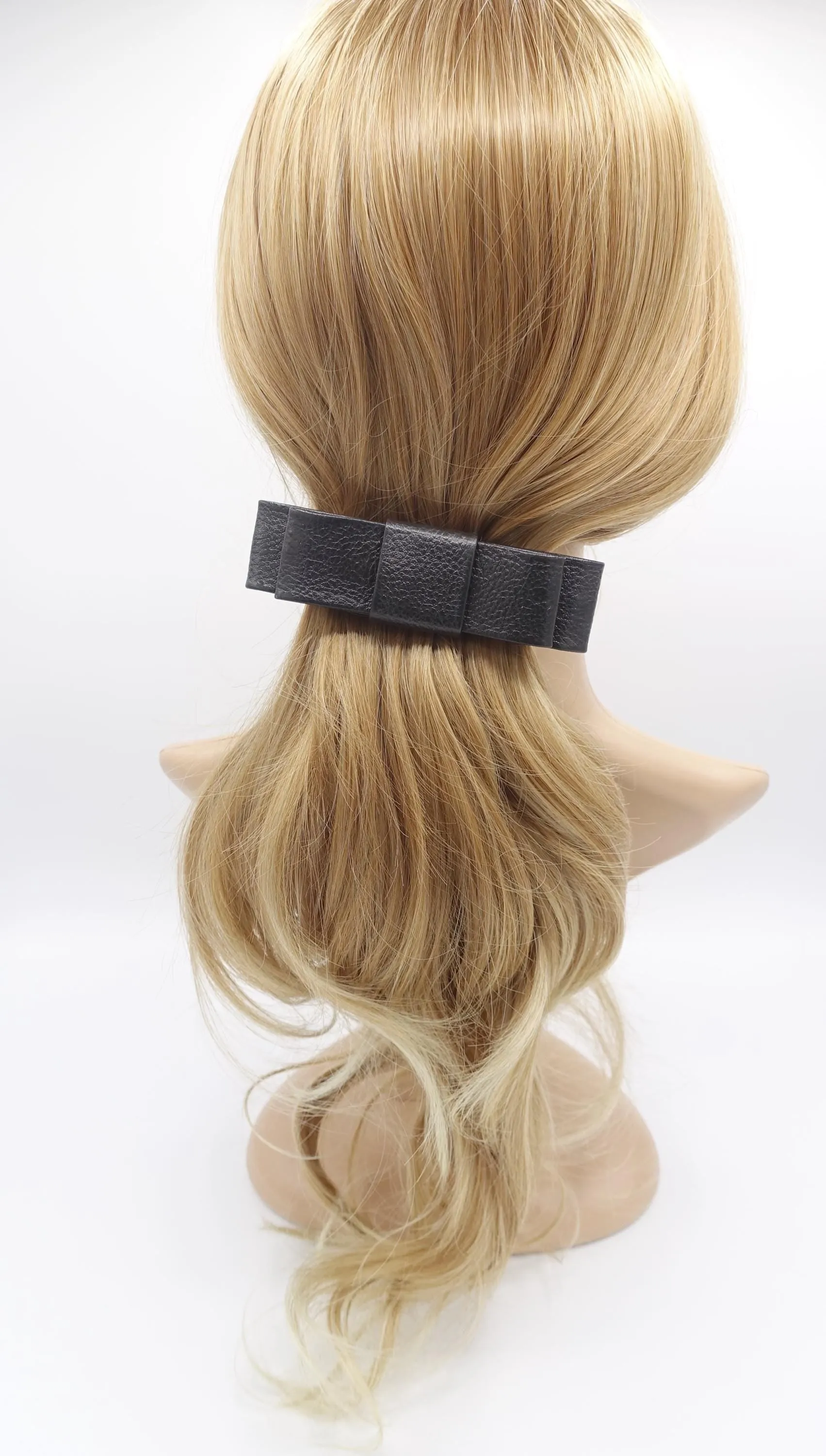 leather hair bow, genuine leather bow, flat hair bow for women