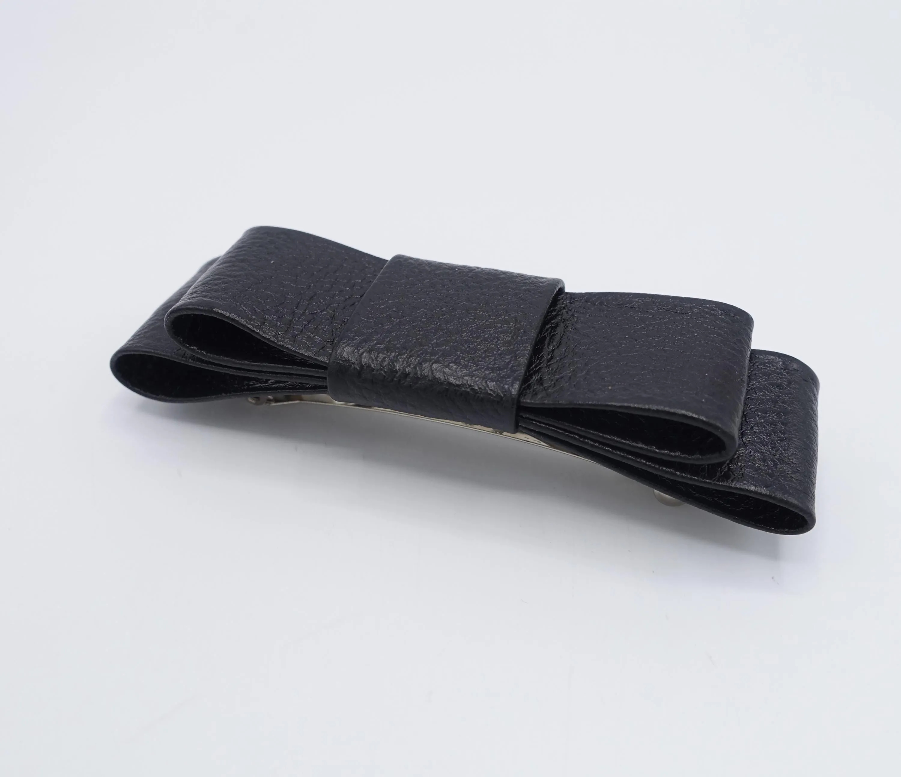 leather hair bow, genuine leather bow, flat hair bow for women