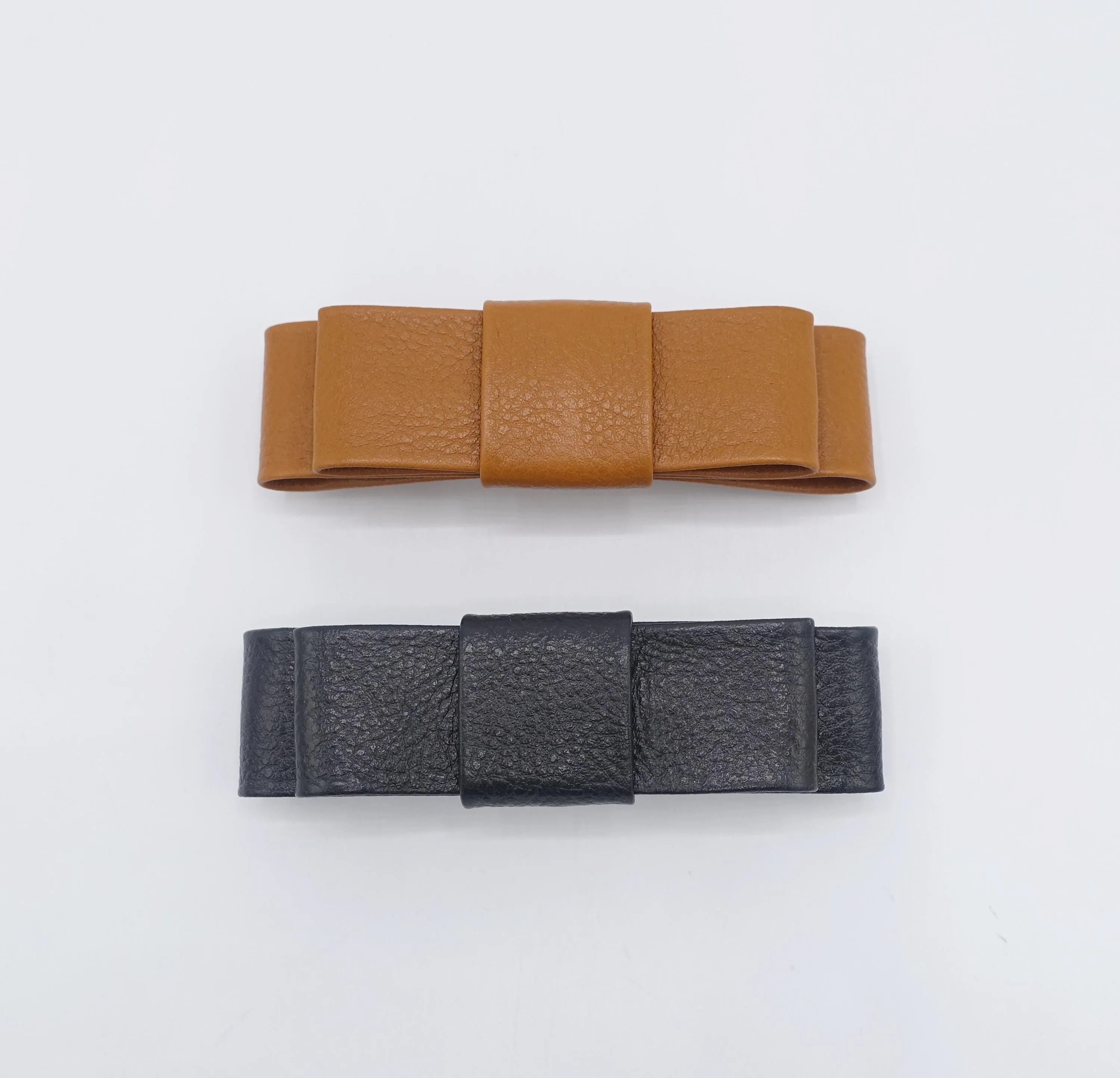 leather hair bow, genuine leather bow, flat hair bow for women