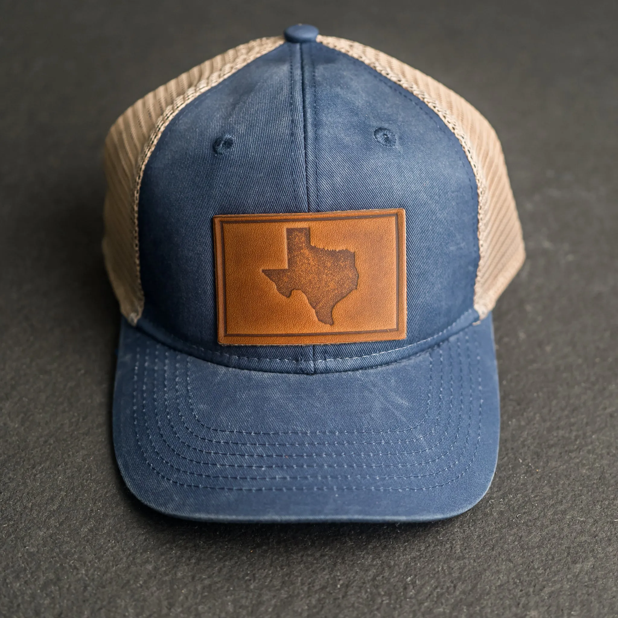 Leather Patch Ponytail Style Hat - Texas Stamp