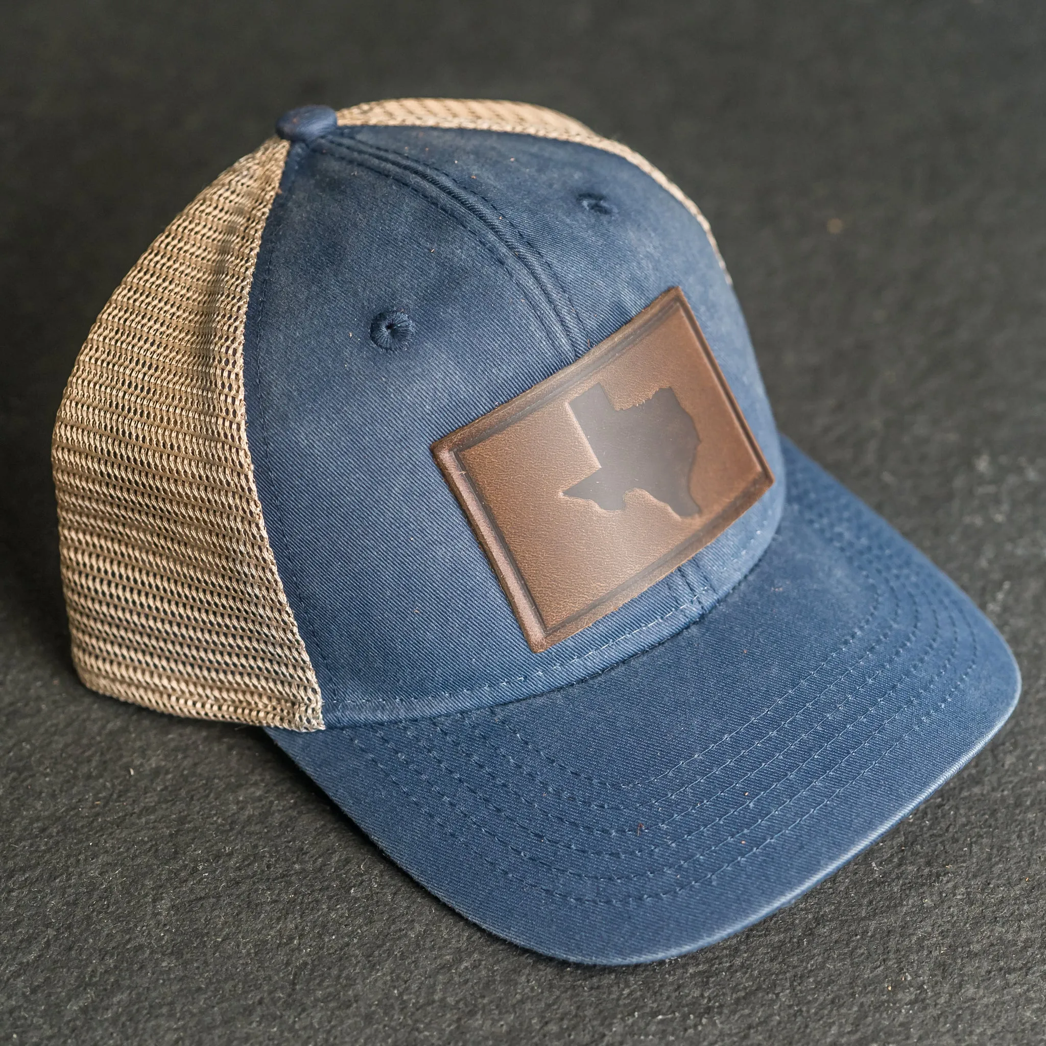 Leather Patch Ponytail Style Hat - Texas Stamp