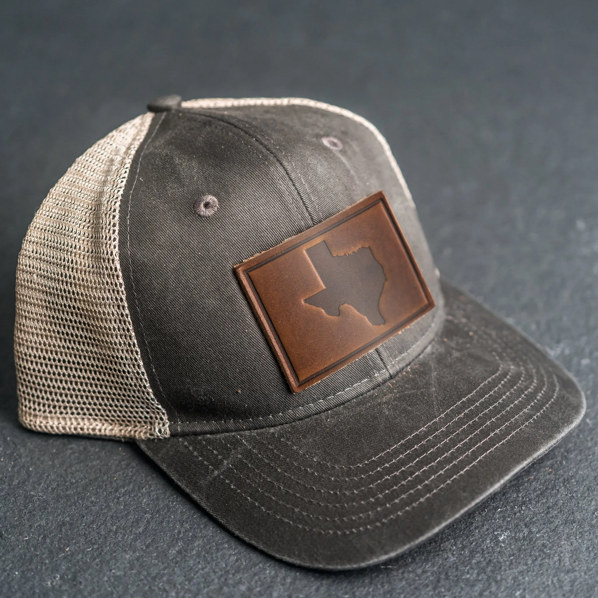 Leather Patch Ponytail Style Hat - Texas Stamp
