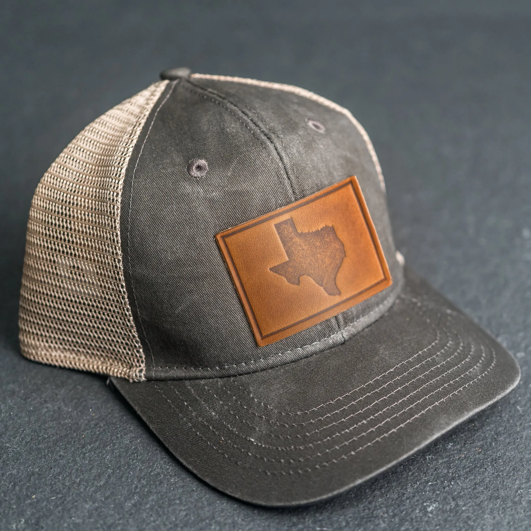 Leather Patch Ponytail Style Hat - Texas Stamp