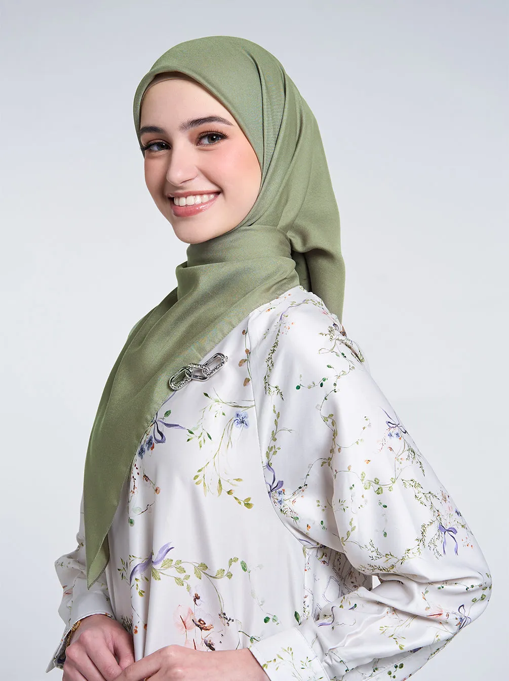 LIGHT VOILE SCARF PLAIN PESTO