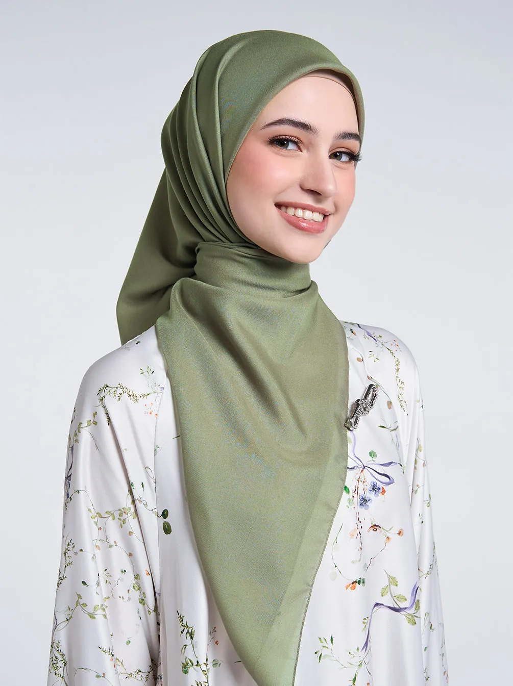 LIGHT VOILE SCARF PLAIN PESTO
