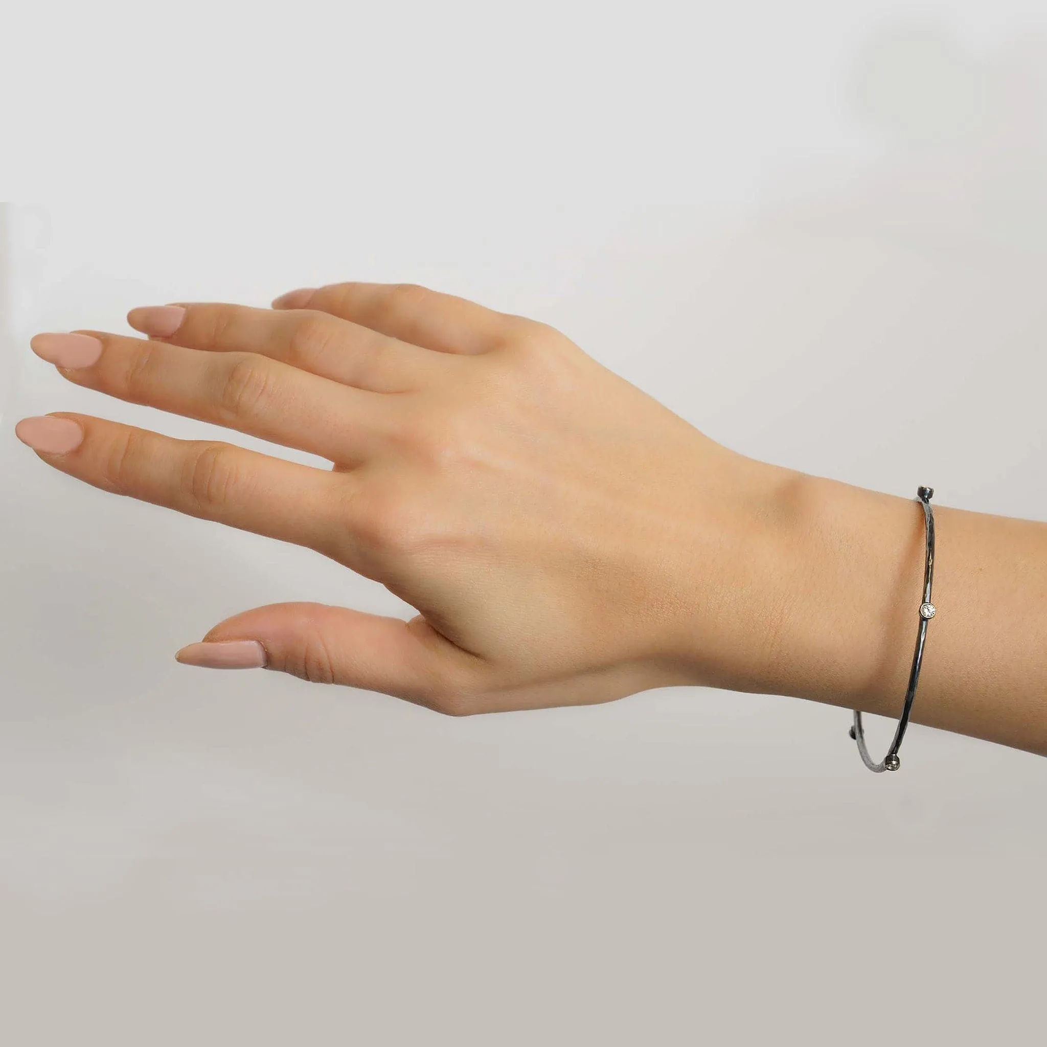 Lika Behar Oxidized Sterling Silver Sapphire Bangle
