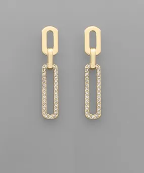 Link Chain Crystal Dangle Earrings