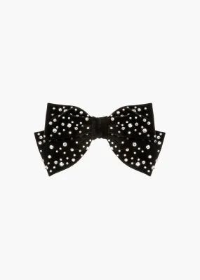 Loren Bow Barrette -- Black Crystal