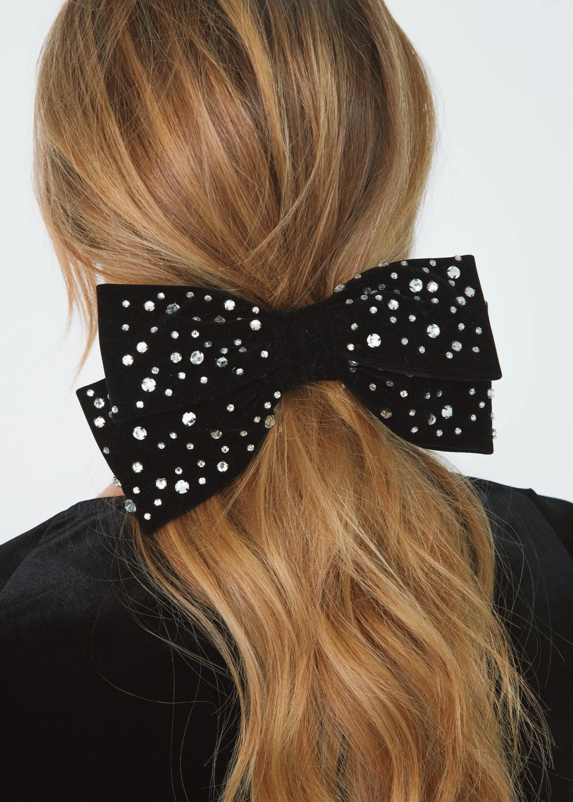 Loren Bow Barrette -- Black Crystal