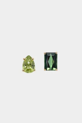 Love Wins Earrings, Green Tourmaline & Peridot