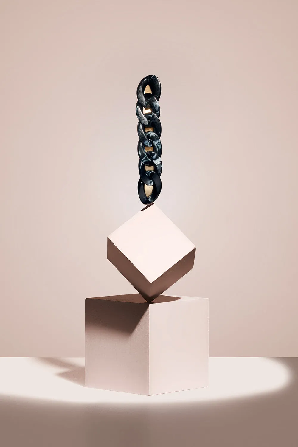 Marble Link Chain Baguette Barrette - Black