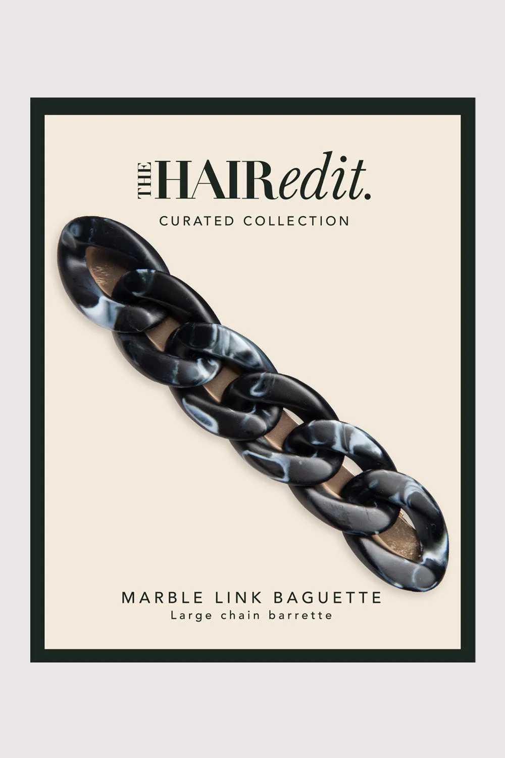 Marble Link Chain Baguette Barrette - Black