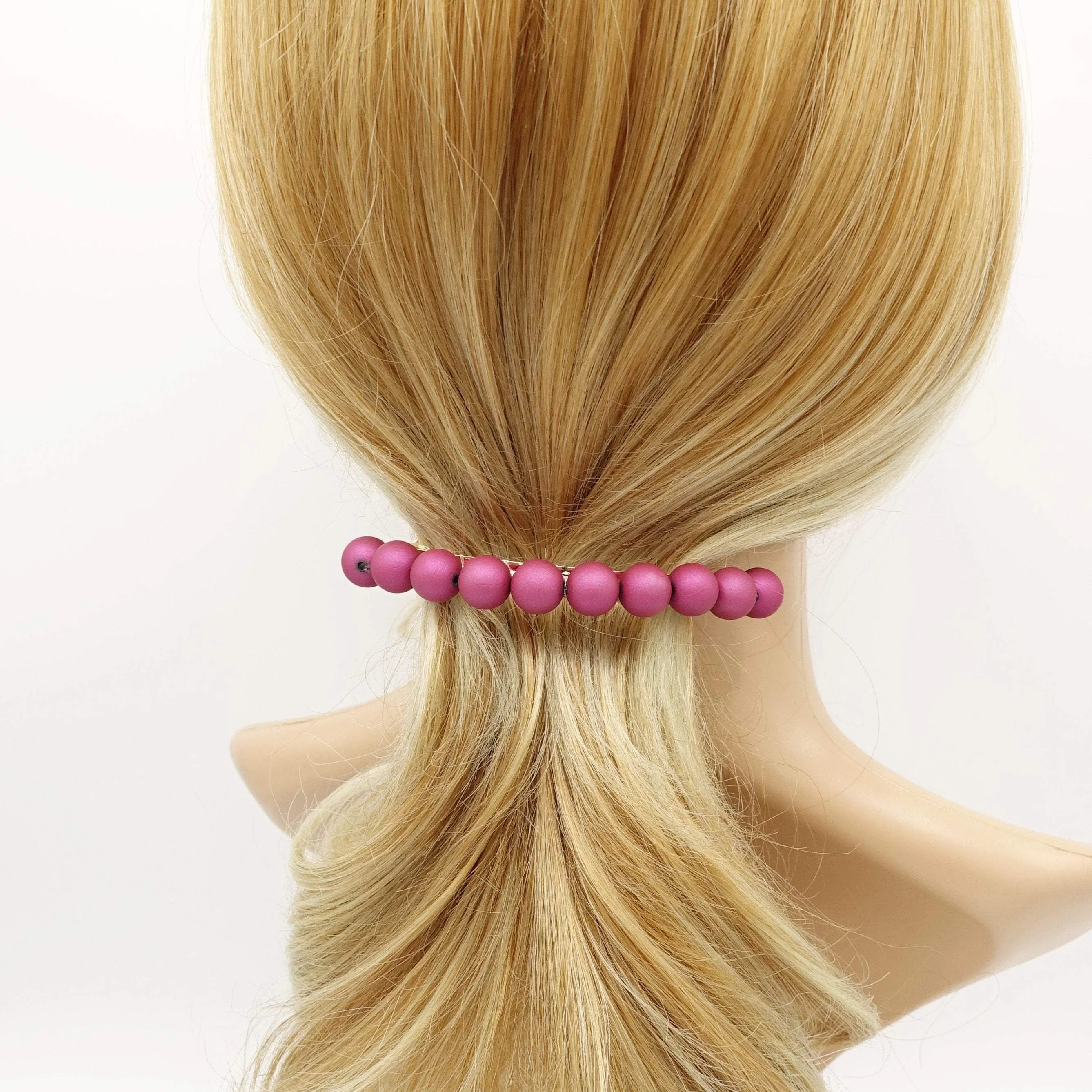 matte color ball embellished french barrette