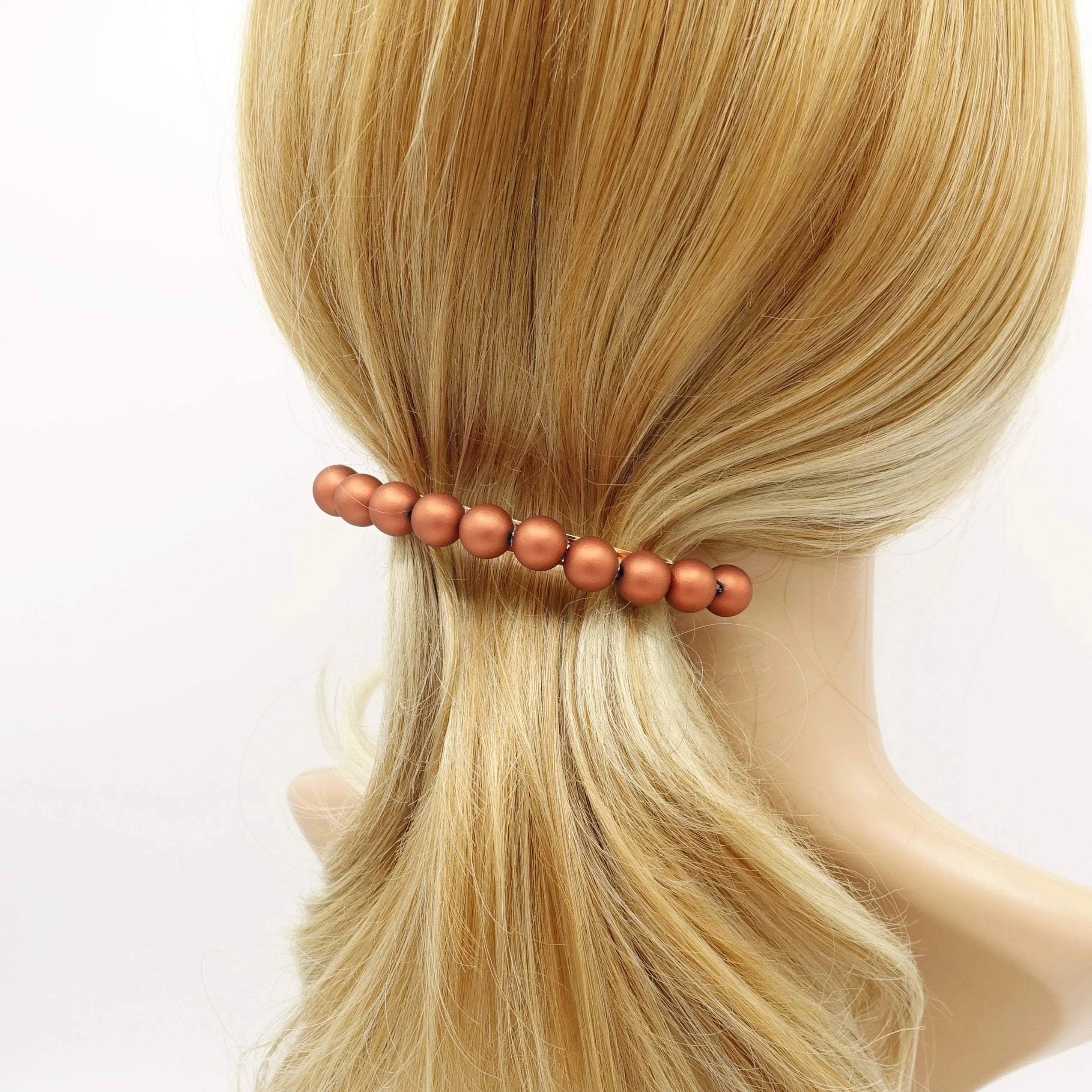 matte color ball embellished french barrette