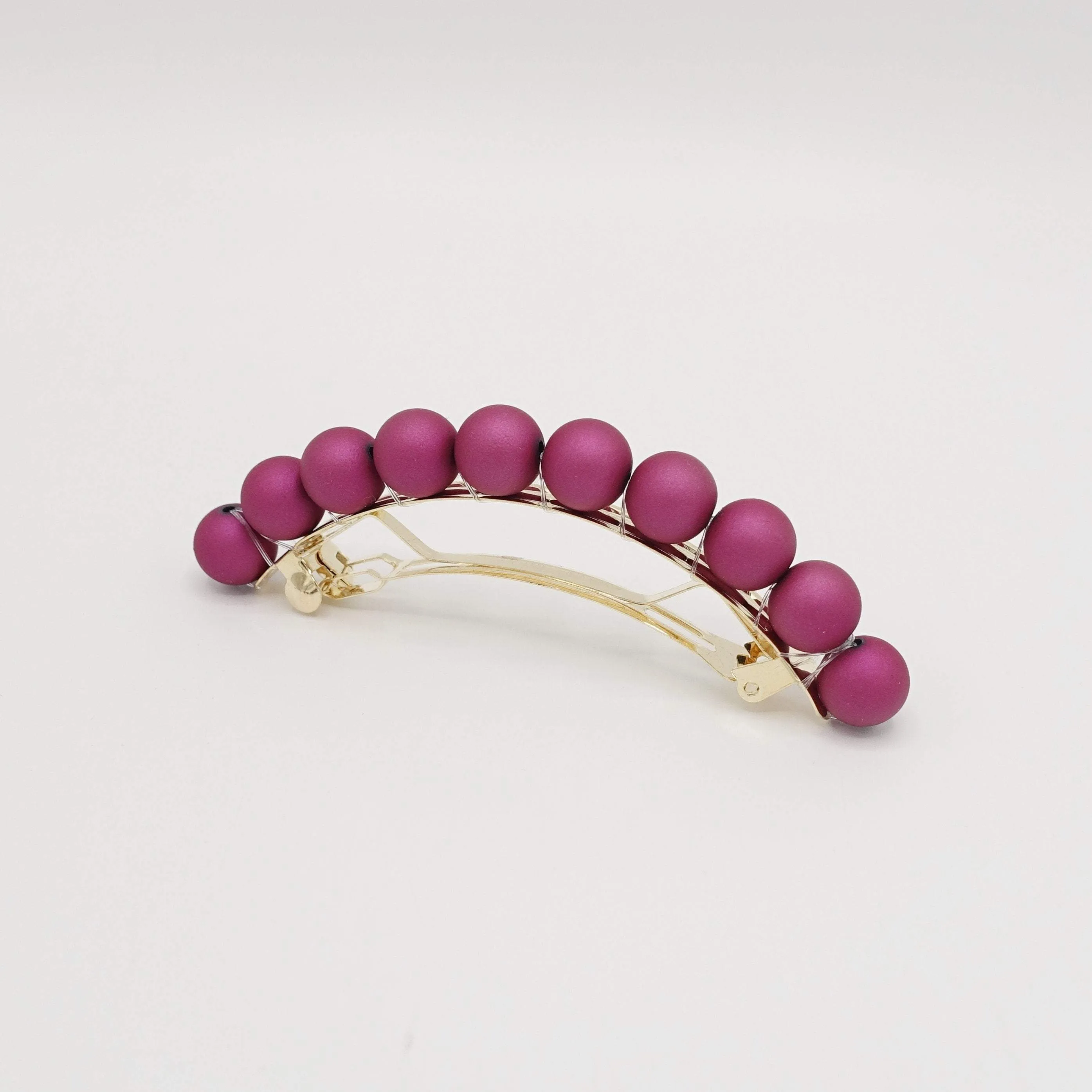 matte color ball embellished french barrette
