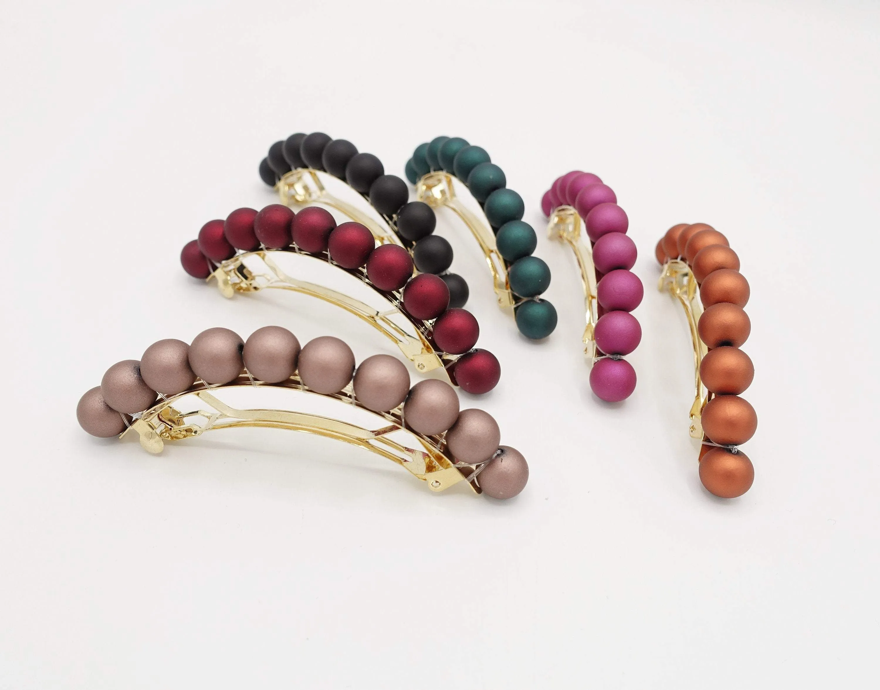 matte color ball embellished french barrette