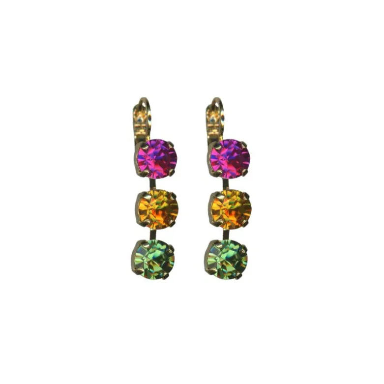 Medium Three Stone Leverback Earrings in "Festival" *Custom*
