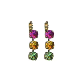 Medium Three Stone Leverback Earrings in "Festival" *Custom*