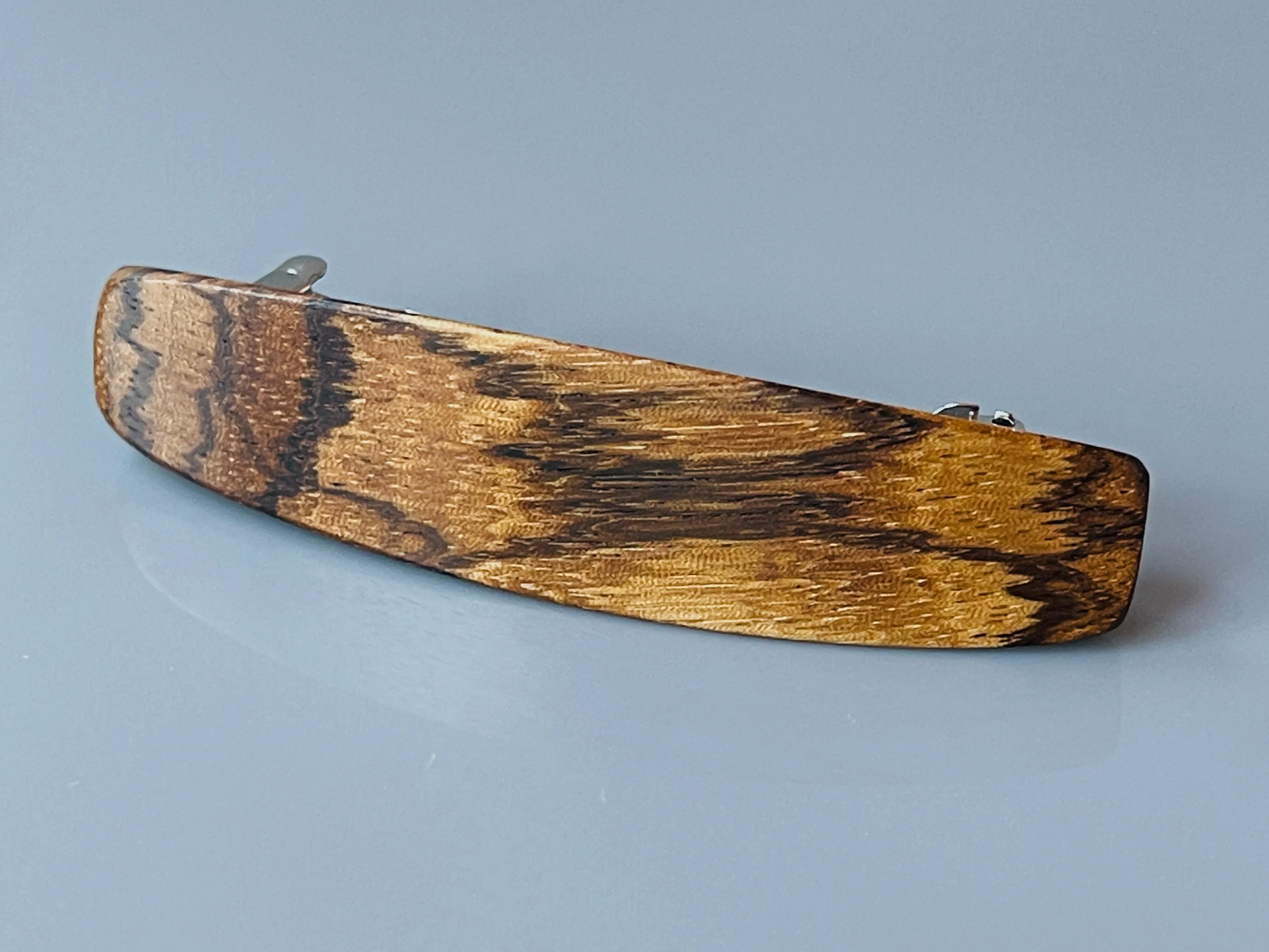 Medium Zebrawood Wood Barrette, dark wood barrette