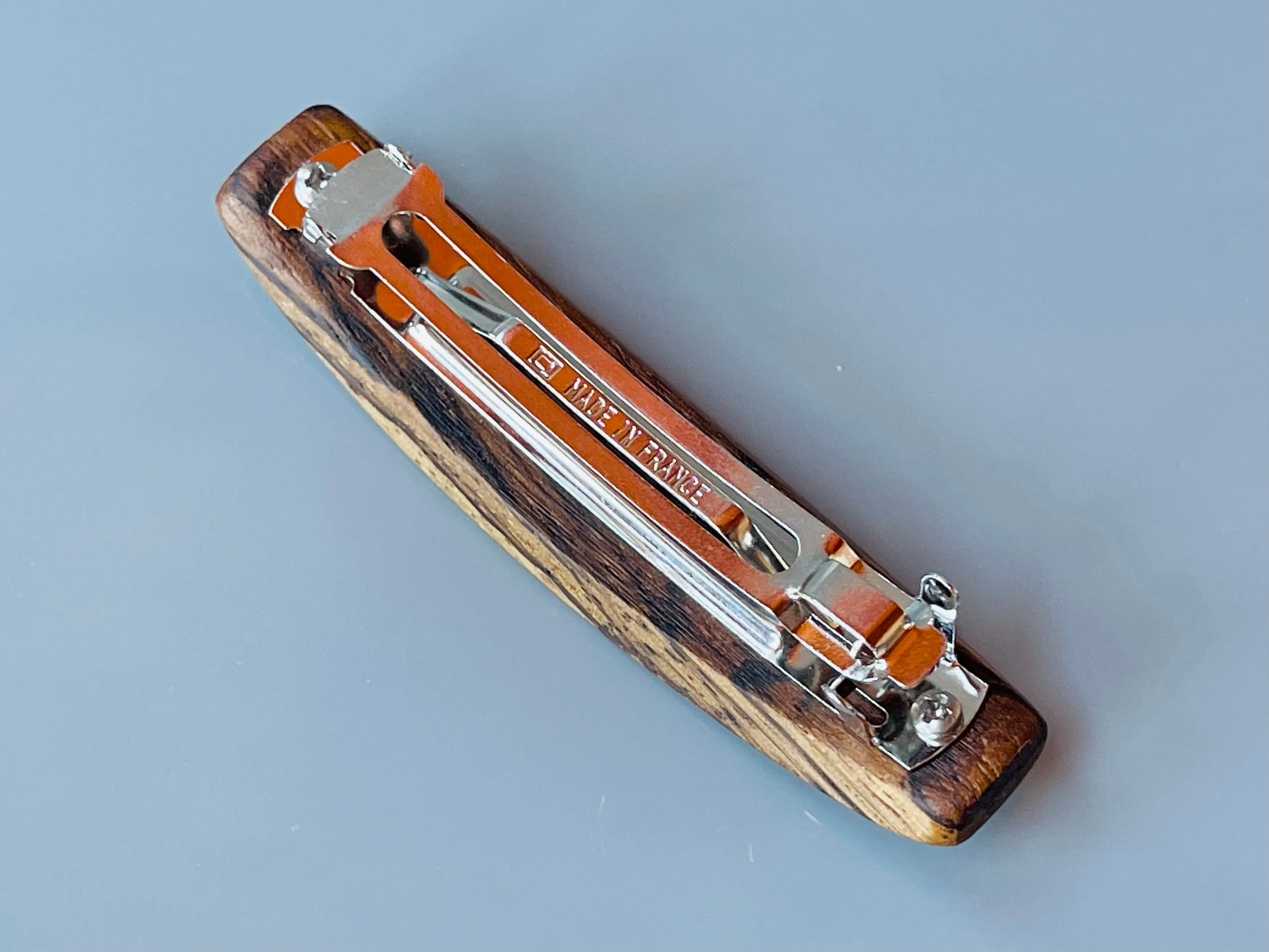 Medium Zebrawood Wood Barrette, dark wood barrette