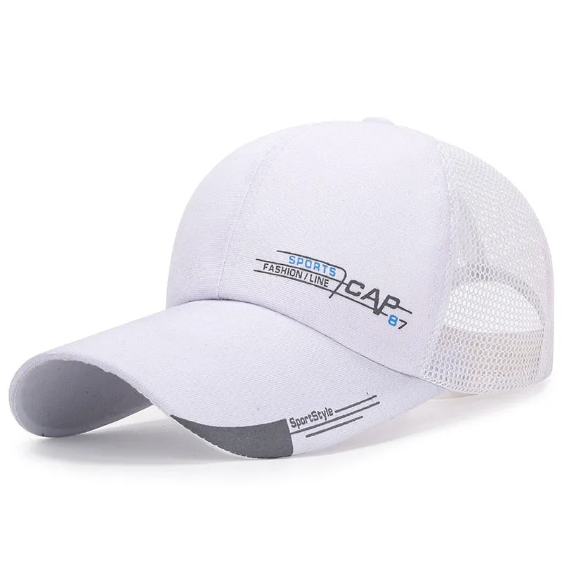 Men Sports Baseball Cap Long Brim Snapback Sunhat Mesh Breathable Women Outdoor Fishing Running Hip Hop Baseball Hats Casquette