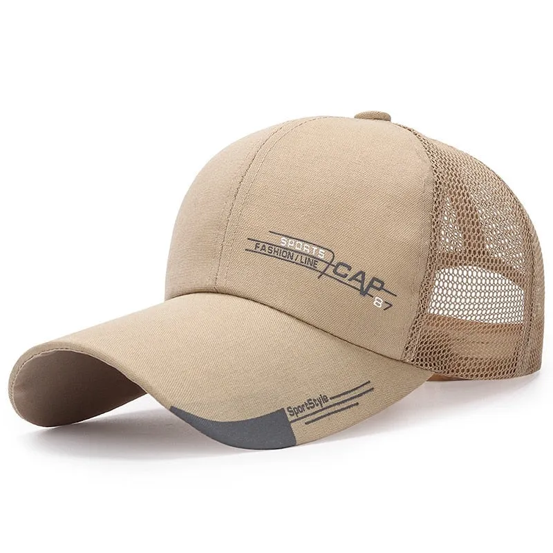 Men Sports Baseball Cap Long Brim Snapback Sunhat Mesh Breathable Women Outdoor Fishing Running Hip Hop Baseball Hats Casquette