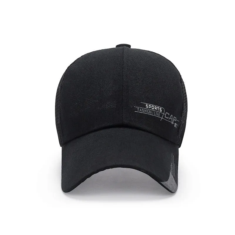 Men Sports Baseball Cap Long Brim Snapback Sunhat Mesh Breathable Women Outdoor Fishing Running Hip Hop Baseball Hats Casquette
