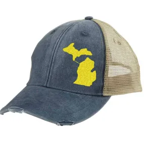 Michigan Hat | Distressed Snapback Trucker  | state cap | many color choices