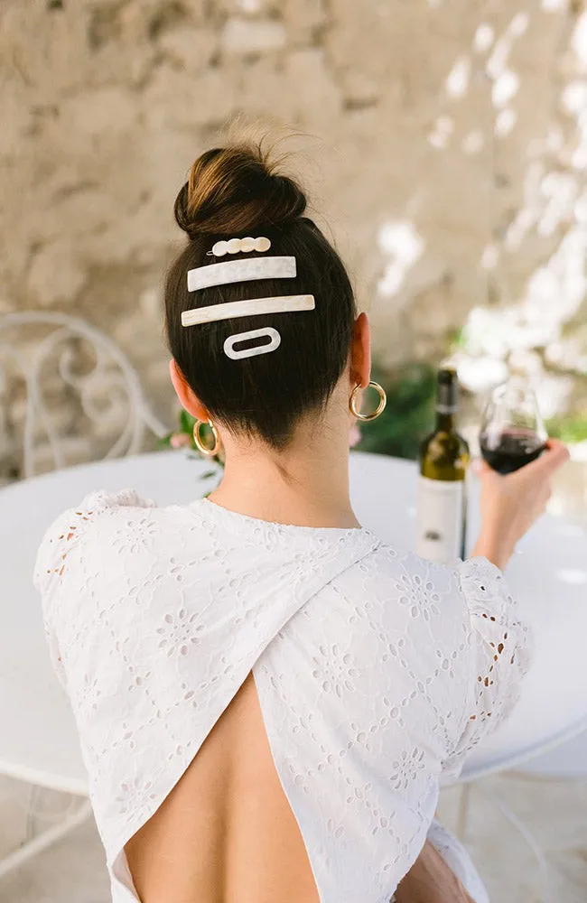 Mini Oval Tige Boule Barrette - Coconut Milk