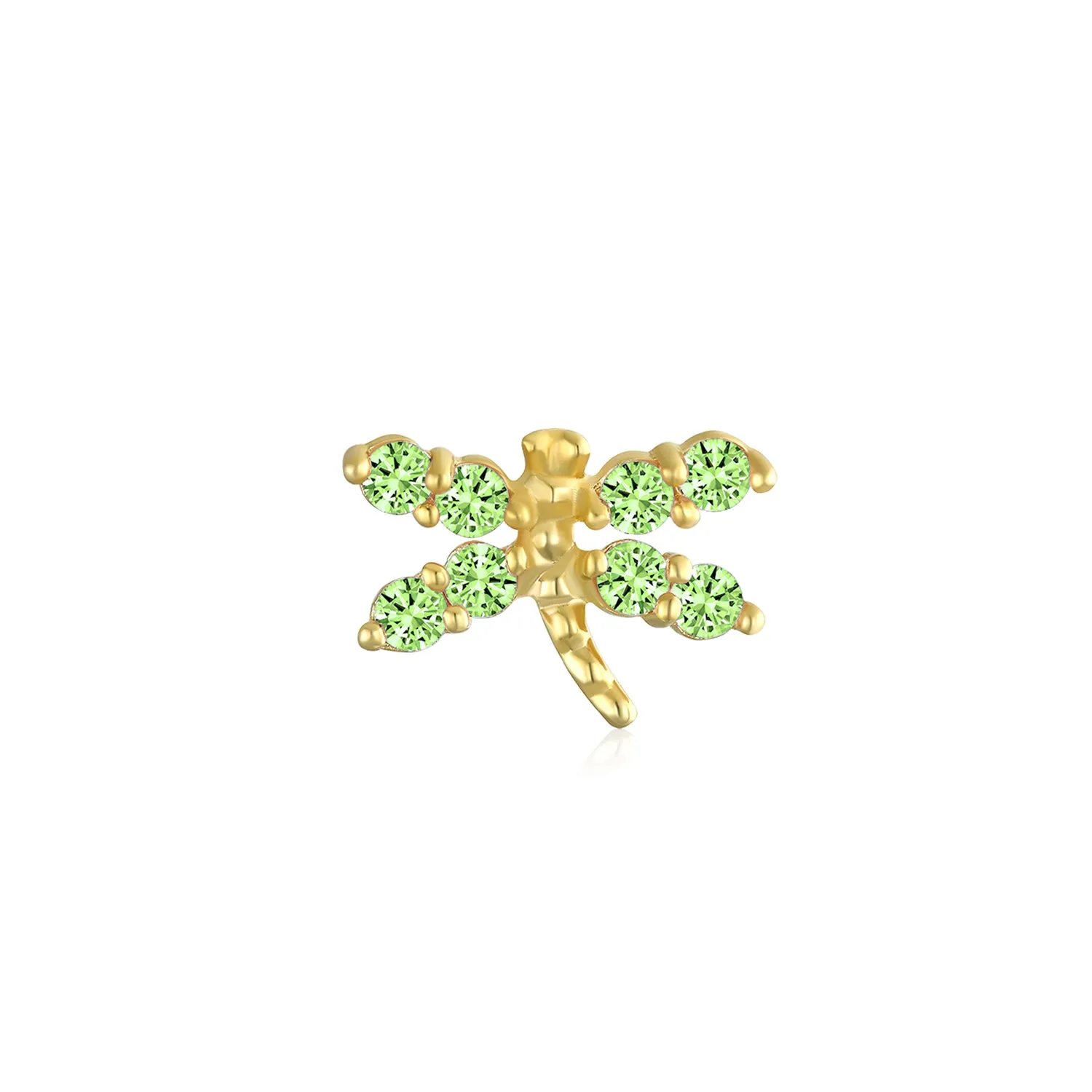 Minimalist CZ Cubic Zirconia Dragonfly Cartilage Ear Stud in 14K Gold
