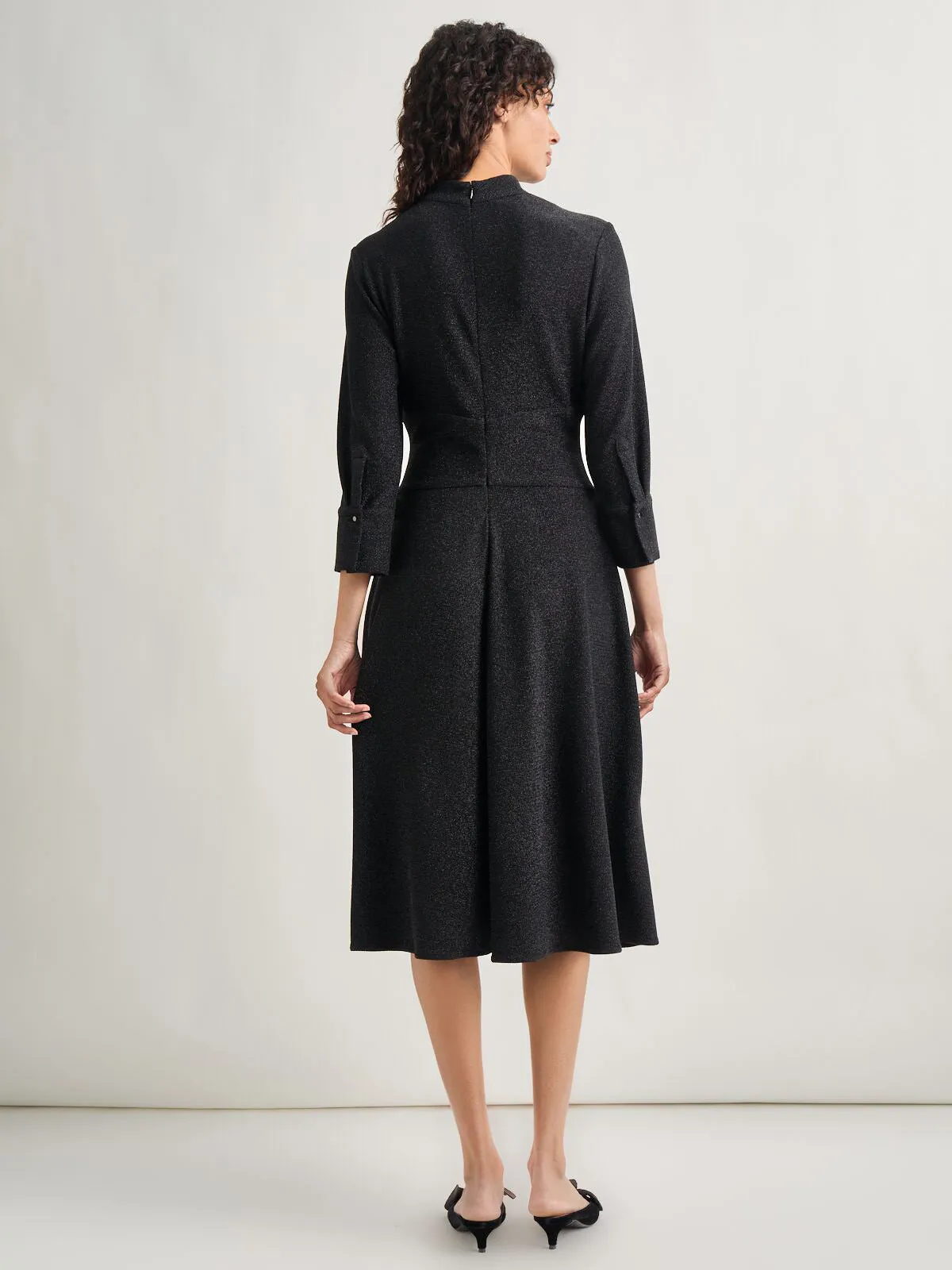 Modern Fit-and-Flare Sparkle Stretch Woven Midi Dress
