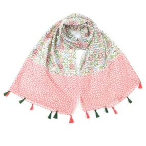Mosaic Tiles Scarf - Pinks (80x180cm)