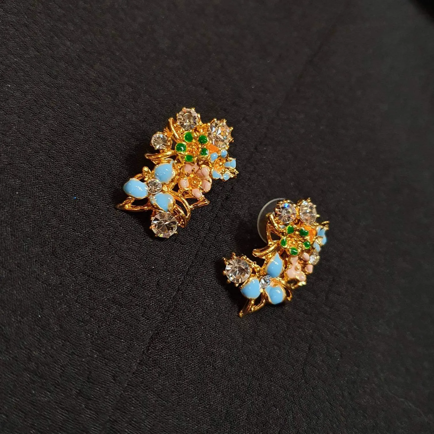 multicoloured enamel floral earrings