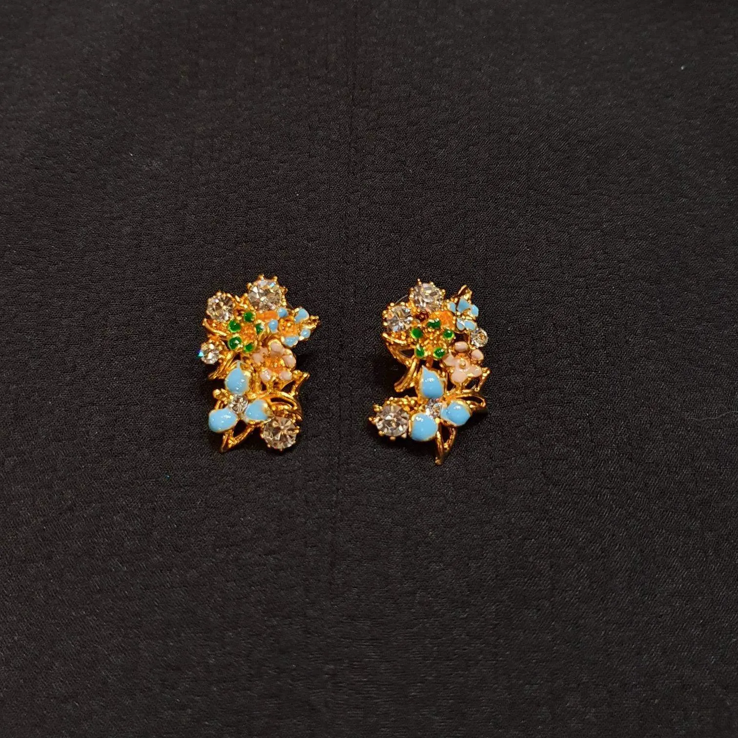 multicoloured enamel floral earrings
