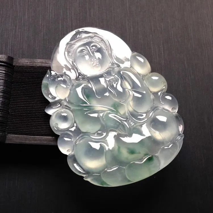 Natural Jade Pendant Jadeite Guan Yin Pendant PT324