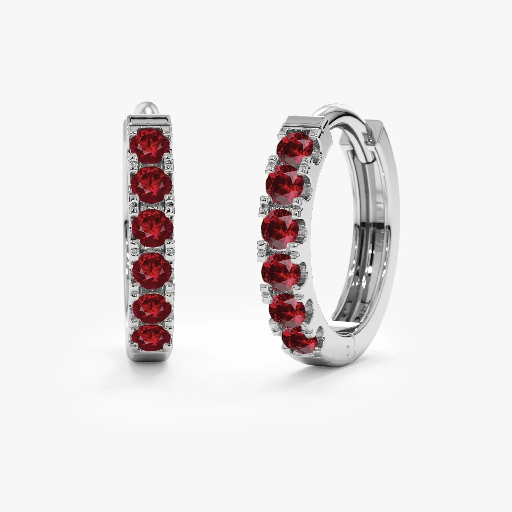 Natural Ruby Hoop Earrings, Ruby